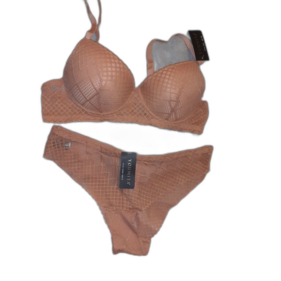 Youmita 36B Sandstone Light Push Up Bra and Medium Coordinating Panty NWT - Picture 7 of 10